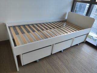 IKEA SLAT Single Bed Frame with Storage Drawers