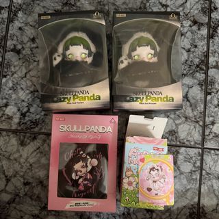 POPMART Skullpanda Bundle - Lazy Panda Plush Doll & Finding Mokoko Blind Box Set + free SP Denim Bag
