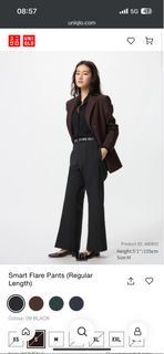Uniqlo Smart Flare Pants (Regular Length) - Black - Size XL
