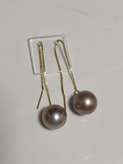 Luxurious 13mm Freshwater Pearl Threader Earrings in Gold-Plated Sterling Silver S925