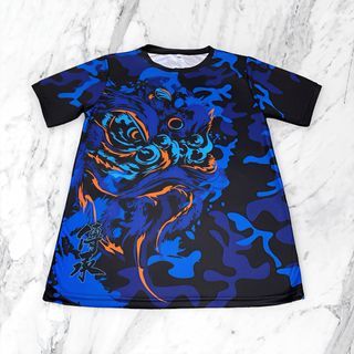 Lion Dance Graphic T-Shirt - Blue Camo