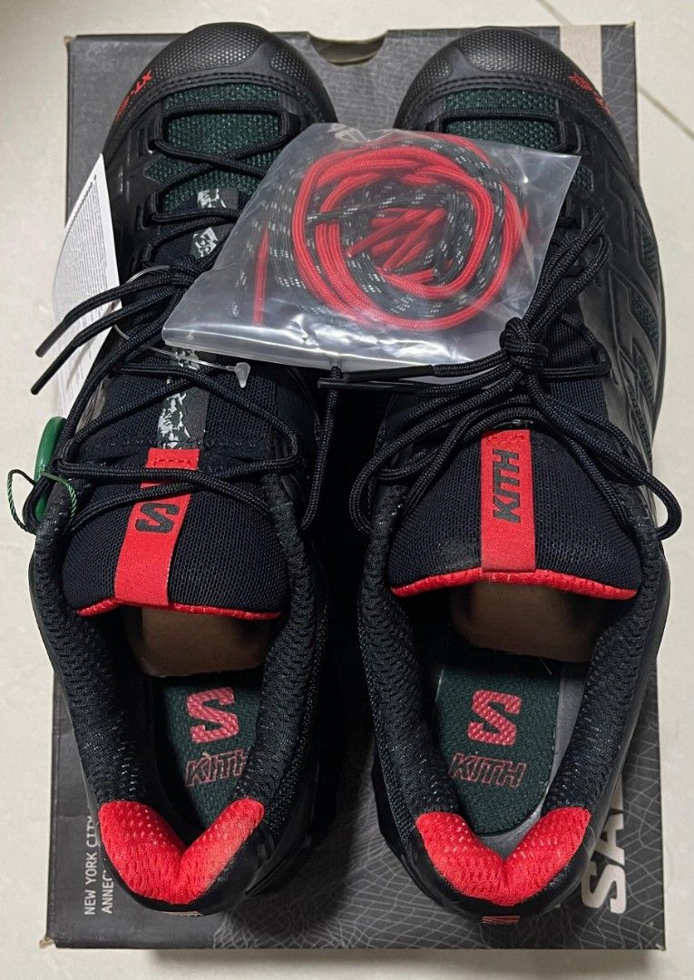 Kith x Salomon XT-4 "Kithmas Black" (Authentic) (Category: Sneakers) located in Singapore. Submitted by xuperman (Listing ID 1405109004, Image 6). Description: Brand : Salomon Item : XT-4 x Kith “Kithmas Black” SKU : L4777230032 Color : Black / Scarab / Fiery Red Size : UK9.5 / US10 / CM28 / EUR44 Price : $500 Condition : 10/10 (BNIB).