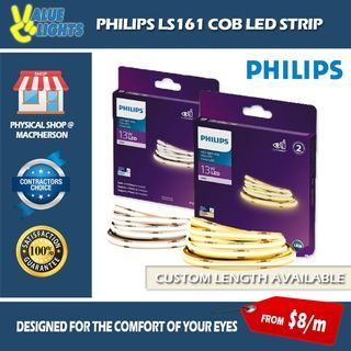 PHILIPS LS161 13W 24V COB LED Light Strip Flexible Custom Length Cut for Cove Stairs Cabinet Light (2 Years Warranty)