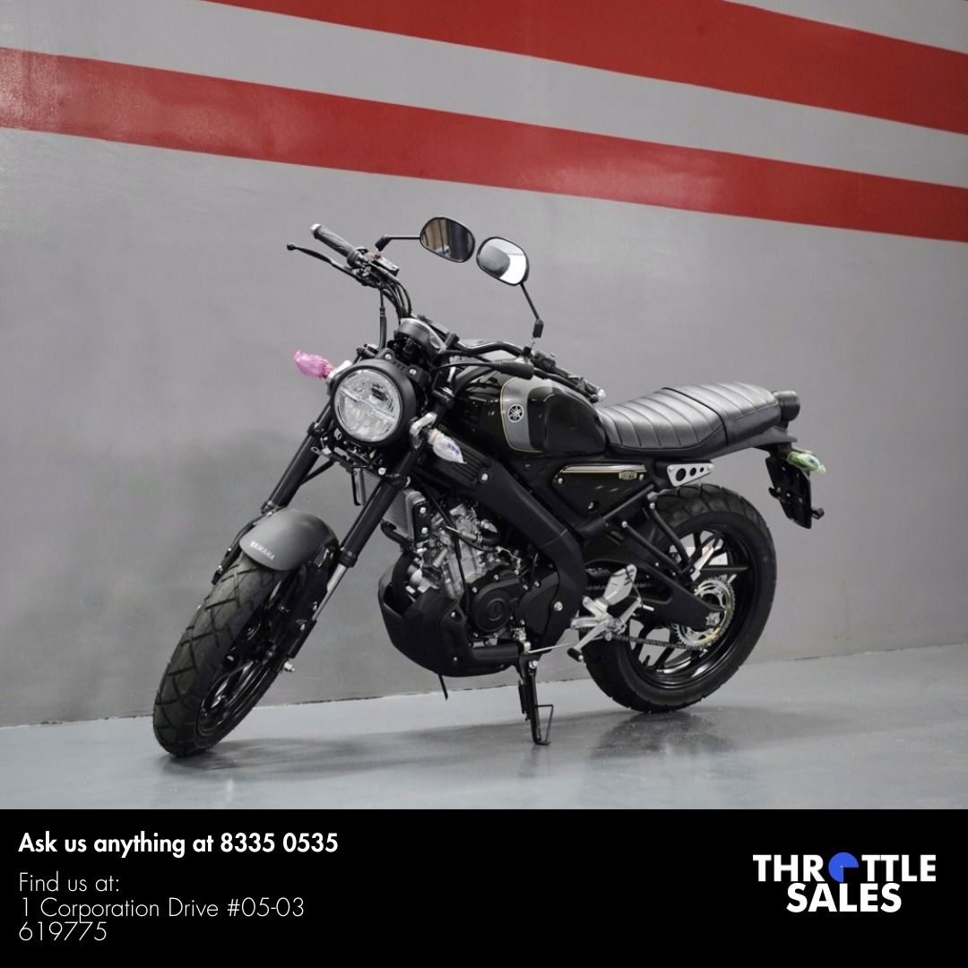 YAMAHA XSR 155 ABS 🔥 (MTM155 | CAFE RACER) (Category: Class 2B) located in Singapore. Submitted by throttlesalessg (Listing ID 1329863365, Image 1). Description: Brand New Yamaha XSR 155 The XSR 155 — where vintage looks meet modern muscle. Gold inverted forks, Deltabox frame, and VVA power packed in one sleek ride. Experience the perfect blend of retro style and modern performance. Loans available | Trade-ins welcome 🔥 Flexible Downpayment Opt