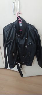 Black Faux Leather Biker Jacket
