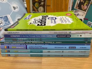 Secondary 1 Textbooks - English Text Editing, Geography, History, Chinese 华文伴我行, Science, Think! Mathematics Achiever G3