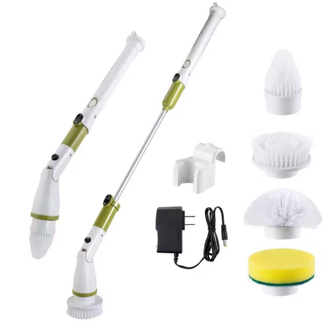 Rechargeable Wireless Electric Spin Scrubber Power Brush Bathroom Hurricane Scrubber Floor Washing Machine 电动清洁刷 (Category: Cleaning Tools & Supplies) located in Singapore. Submitted by kitty128 (Listing ID 1406787483, Image 2). Description: Brand new Jesopb rechargeable electric spin scrubber. Comes with multiple brush heads for various cleaning tasks, including floors, corners, and bathtubs. Features an extendable handle and UK plug. Makes clea