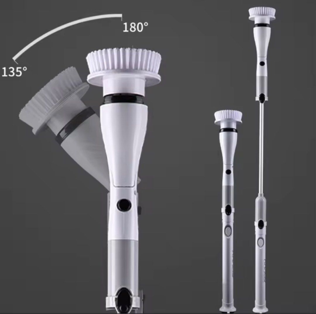 Rechargeable Wireless Electric Spin Scrubber Power Brush Bathroom Hurricane Scrubber Floor Washing Machine 电动清洁刷 (Category: Cleaning Tools & Supplies) located in Singapore. Submitted by kitty128 (Listing ID 1406787483, Image 4). Description: Brand new Jesopb rechargeable electric spin scrubber. Comes with multiple brush heads for various cleaning tasks, including floors, corners, and bathtubs. Features an extendable handle and UK plug. Makes clea