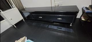 Black Glossy TV Console with Drawers