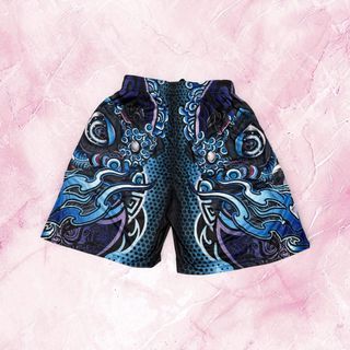 Dragon Print Shorts - Blue
