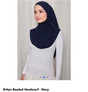 Poplook Brityn Navy Beaded Headscarf Tudung Shawl