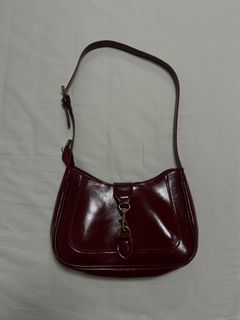 wts 2k french style clip vintage shoulder buckle red maroon sling bag