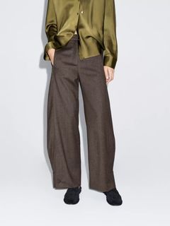 Massimo Dutti Barrel Fit Wool Trousers