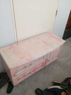 Pink Painted Cabinet with Drawers
