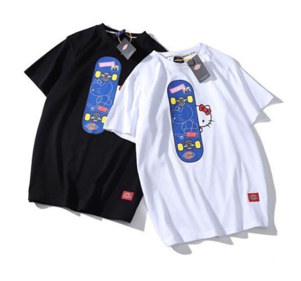Dickies x Hello Kitty Skateboard Graphic Tee (Category: Shirts) located in Singapore. Submitted by mightygem_8585 (Listing ID 1412776526, Image 1). Description: - Brand new Dickies x Kitty graphic tee - Features a unique skateboard design with Kitty - Available in black and white - Perfect for casual wear - Comes with original tags Various sizes available .