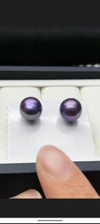 100% natural Fresh water Pearl Purple Pearl Stud Earrings