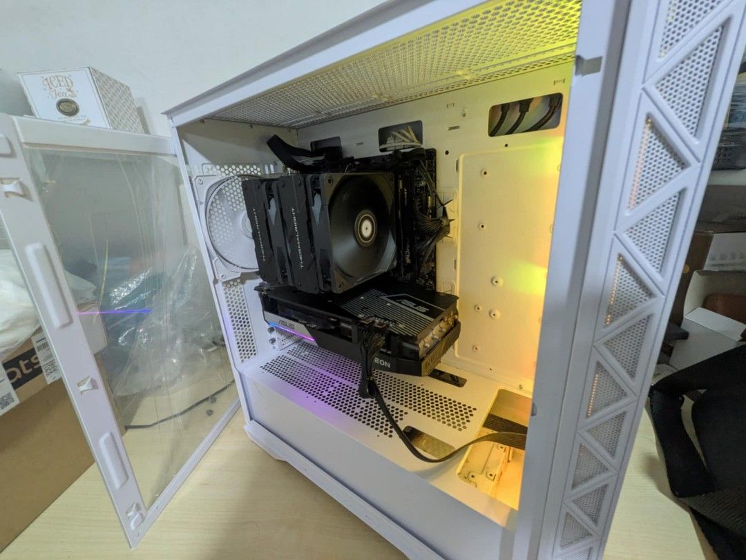 (July Must Go!!) Full set 1440P Gaming Desktop - Intel i5, Asus AMD Radeon RX 6750 XT 12 GB DDR6, 32 GB RAM, 1TB SSD, Wi-Fi+Bluetooth, 23" Monitor, Philips Bluetooth Speaker, Logitech Keyboard & Wireless Mouse (Category: Desktops) located in Singapore. Submitted by chriseasel (Listing ID 1408156323, Image 2). Description: i5-13500 + MSI B760-P WIFI DDR4 (comes with WiFi+Bluetooth), Windows 11 THERMALRIGHT PA120 32 GB KINGSTON FURY BEAST 3200Mhz (