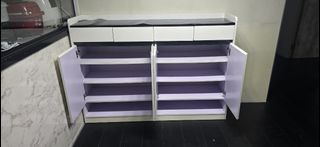 Black & White Shoe Cabinet with Storage