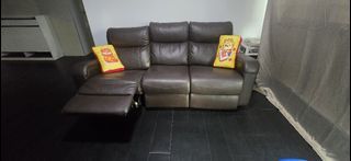 Brown Leather Reclining Sofa