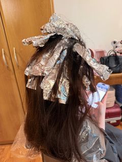 Hair Highlights - Ash Brown with Silver Streaks