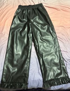 Lambskin Elastic Waist Leather Pants