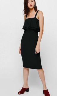 LB olgea layered ruffle dress black