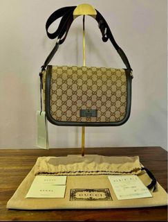 With Receipt Gucci Khaki Guccissima Sling Messenger Crossbody Bag