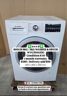 BOSCH 8KG / 5Kg WASHER & DRYER WVG30462SG 2 in 1 washing machine combo second hand sale