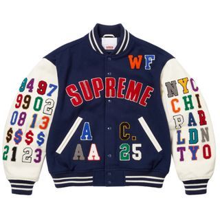 Supreme Praises Varsity Jacket Leather Sleeves