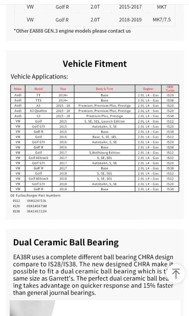 TBO K04 hybrid EA28R EA888 GEN II/ EA113 2.0T bolt-on Performance ball bearing turbocharger K04 turbo upgrade kit Audi Vw (Category: Engine) located in Singapore. Submitted by original.parts.supplier (Listing ID 1356040643, Image 9). Description: ⭐ ⭐ ⭐ NEW-YEAR PROMOTION Get a FREE Tune-Up Package Kit worth $499! with every TBO turbo purchased! **(Valid till 31st March 2026) Road to 450hp.. FOR YOUR AUDI & VW Performance K04 hybrid Rated for: 400