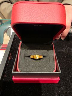 Chow Tai Fook 999 Gold Ring (Size 19) (with 3x Diamonds attached)
