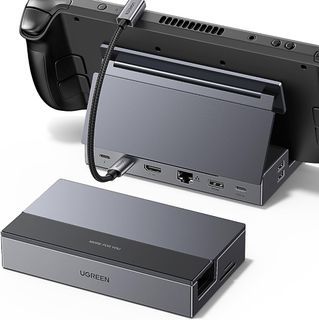 UGREEN Steam Deck Dock, 9-in-1 USB C Docking Station, Adjustable and Foldable Stand, 4K@60Hz HDMI, Gigabit Ethernet, 100W PD, 10Gbps Type C& A, SD/TF Card Reader for Switch OLED, Legion Go, ROG Ally