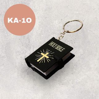 📣[PROMO BUY 1 GET 1 FREE] - Black Holy Bible Mini Book, Small Holy Bible Miniature Model Keychain Key Ring for Bag Backpack, Religious Christmas Gift for Christian Friends - GSTKA 10