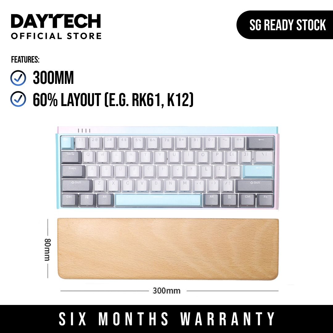 Keyboard Wrist Rest - Premium Walnut Wood | Suitable for 60%, 65%, 75%, 96%, TKL, Full-Size | Palm Rest for Mechanical Keyboard (Category: Computer Keyboard) located in Singapore. Submitted by daytech (Listing ID 1256919308, Image 5). Description: ✅ Ready Stock in SG ⚠️ Slight Variance in Texture, Grain and Colour is Normal (Real Wood) ⛔ Fixed Price Payment via Atome (5% fee)/Paynow/Paylah/Bank Transfer No Cash on Delivery 🏪 Self Collection at S