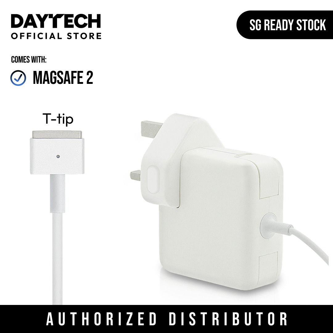 Macbook Charger Magsafe USB C 30W 45W 60W 61W 85W 87W 96W for Apple Laptops including Macbook Air 11 13 / Macbook Pro 13 15 17 USB-C , Magsafe 1 and 2 (Category: Cables & Adaptors) located in Singapore. Submitted by daytech (Listing ID 1219239594, Image 4). Description: ✅ Ready Stock in SG ✅ Brand New in Box ✅ One Month Local Warranty Please refer to listing photos for compatibility Magsafe 1 (L-tip) 45W- $24 60W- $28 85W- $29 Magsafe 2 (T-tip) 4