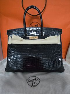 Hermes Birkin 35 Shiny porosus Gold Hardware