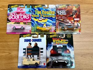 Hot Wheels Pop Culture Ghost Rider Charger • Mutt Cutts Van • 1956 Corvette • The Beatles Yellow Submarine • Back to the Future Time Machine / DeLorean Premium 2025 Pop Culture Mix 2 / Dash H Product contents