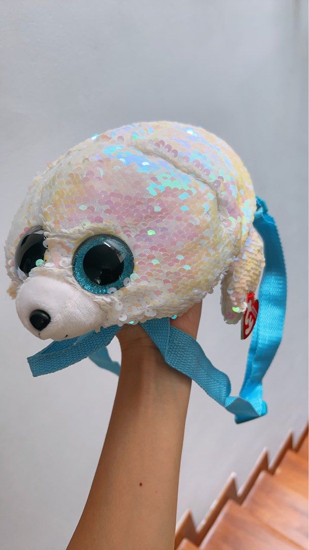 BNWT TY Sequin Winter Seal Bag Backpack Plush Plushie (Category: Babies & Kids Fashion) located in Singapore. Submitted by shoppiemama (Listing ID 1372112097, Image 3). Description: Super cute, brand new with tag. Bought for the girl but she ended up having way too many bags. Sequins are super pretty! $2 mail or meet up at Buona Vista, Caldecott, Queenstown weekdays. .