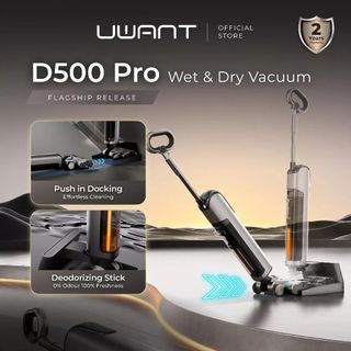 【READY STOCK】Uwant D500 Pro Wet and Dry Vacuum | Push-in Docking | 60°C Hot Air Dry | Ergonomic Handle | IPX-6 Washable Brush