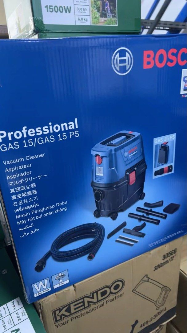 Bosch GAS 15/GAS 15 PS Vacuum Cleaner (Category: Vacuum Cleaner & Housekeeping) located in Singapore. Submitted by hardware_central (Listing ID 1367751211, Image 1). Description: Brand new Bosch GAS 15/GAS 15 PS vacuum cleaner. It comes with all the accessories and is wired. It's a great option for cleaning up dust and debris. .