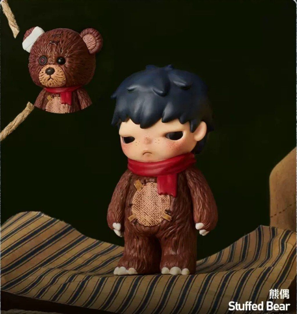 Stuffed Bear - Hirono Shelter Secret (Category: Designer & Blind Box Toys) located in Singapore. Submitted by shweewoo (Listing ID 1374125255, Image 1). Description: Has been sealed, so it's in very good condition. Comes with the card PM for more pictures Meetup at Bedok Tags: hirono popmart secret stuffed bear dimoo labubu rare brown helmet cap mask.