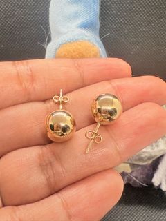 18K Gold - 9.9mm Mirror Ball Stud Earrings (E48)