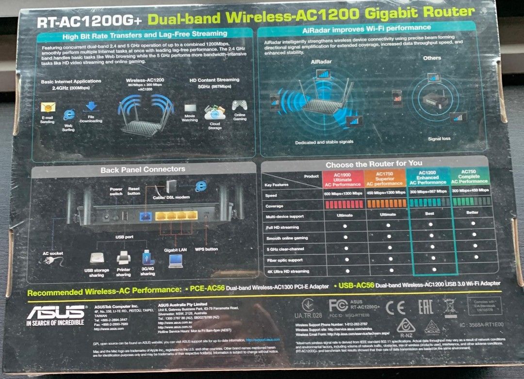 Asus Router RT- AC 1200G (Category: Office & Business Technology) located in Singapore. Submitted by jetskie08 (Listing ID 1373834464, Image 2). Description: BNIB ASUS AC -1200G+ model.