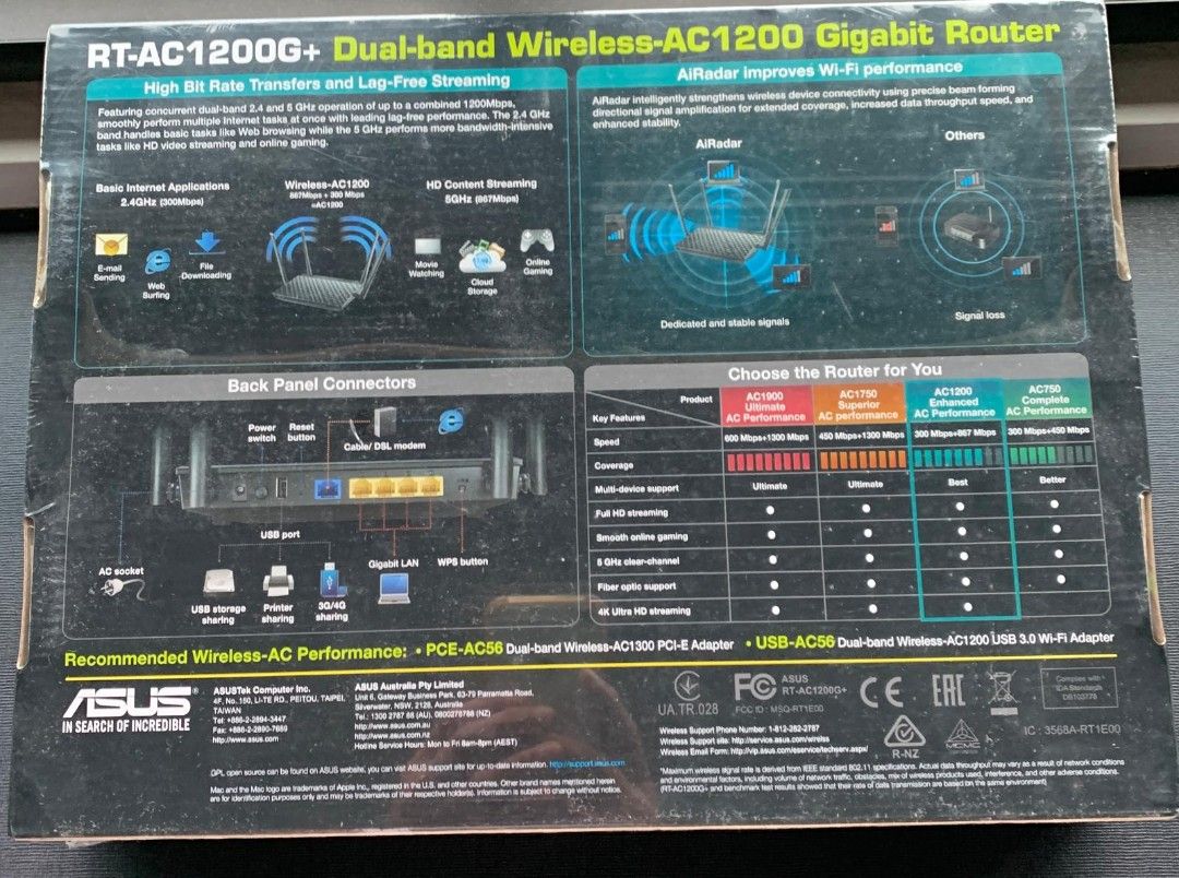 Asus Router RT- AC 1200G (Category: Office & Business Technology) located in Singapore. Submitted by jetskie08 (Listing ID 1373834464, Image 3). Description: BNIB ASUS AC -1200G+ model.