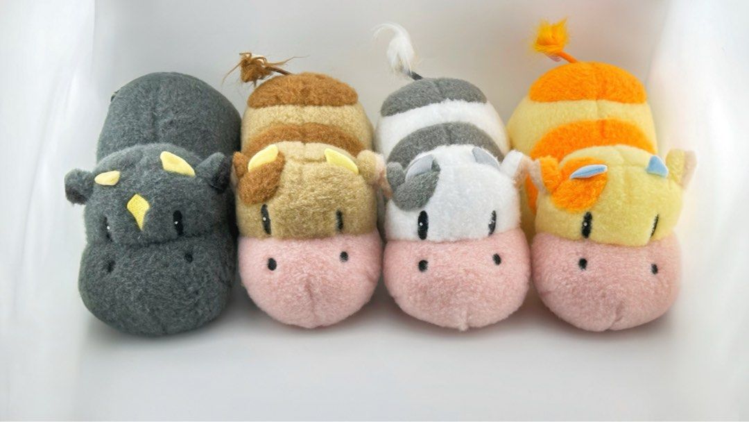 Story of Seasons Cow Plush Doll Fluffy Set of 4 (Bokujou Monogatari) (Category: Plushies & Soft Toys) located in Singapore. Submitted by abegoods (Listing ID 1380032892, Image 1). Description: Adorable set of Story of Seasons fluffy cow plushies. Released 2024. Officially licensed by Marvelous. Plush of the Bubble Cow from Story of Seasons. Rare. Can only be caught as prizes from Marvelous TRYDECK machines. Each approx. 18cm plushie comes with it