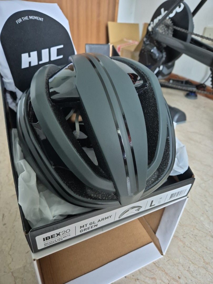HJC Ibex 2.0 Bicycle Helmet - Army Green - Size L (Category: Parts & Accessories) located in Singapore. Submitted by jien_23 (Listing ID 1380149627, Image 2). Description: - Brand new HJC Ibex 2.0 road helmet - Army Green color - Size: L - Includes original box and carrying bag - Never been used Selling this new helmet that I bought just last week from Entro cycles. Only tried on, haven't ridden with it. Selling as it doesnt fit me well. Bought f