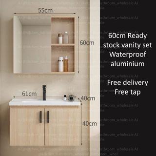 Ready stock 60*40cm waterproof aluminum bathroom vanity toilet cabinet basin cabinet