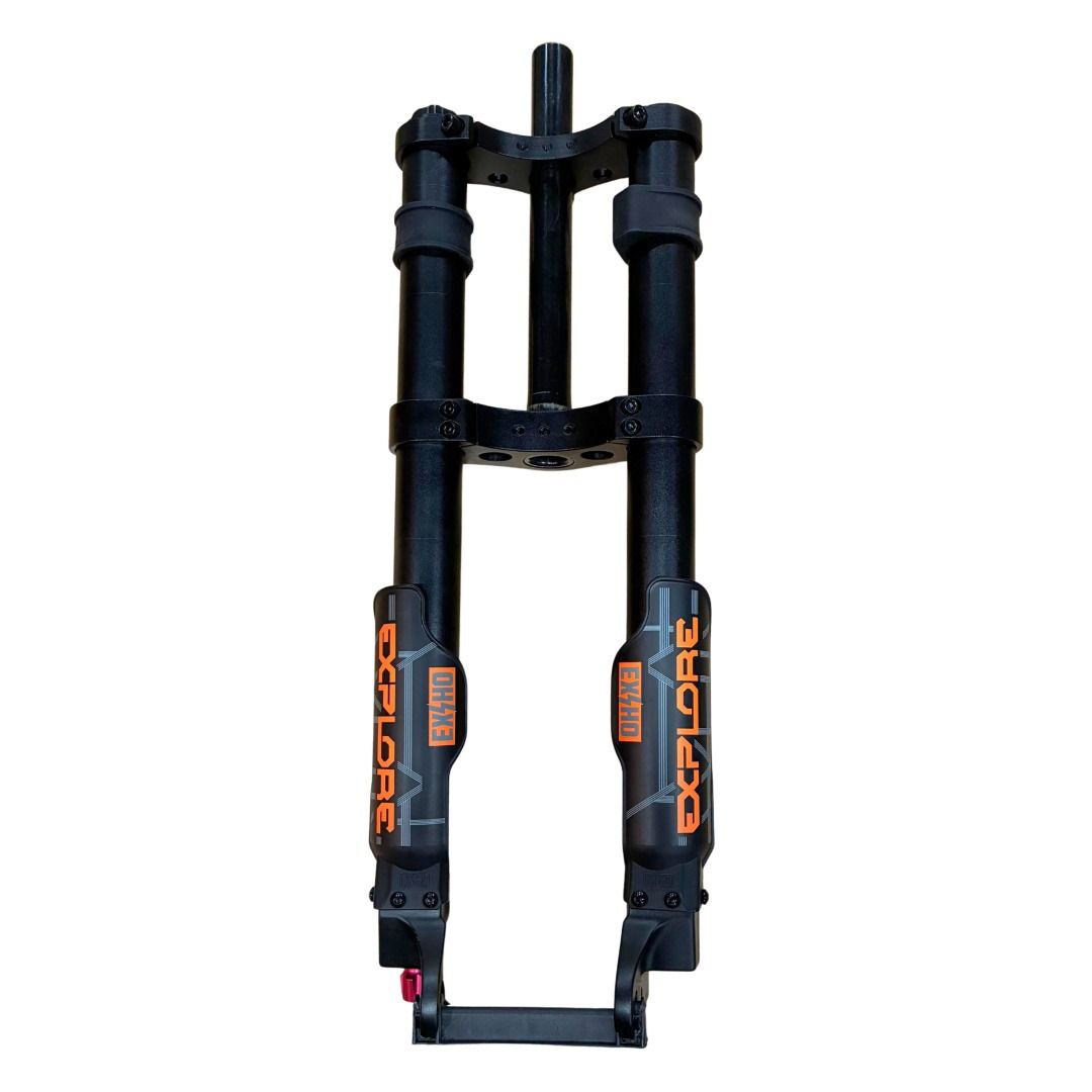 Dual Crown Inverted Hydraulic Suspension Twin Fork (Category: Bicycles) located in Singapore. Submitted by falconpev (Listing ID 1381531623, Image 1). Description: Dual Crown Inverted Hydraulic Suspension Twin Fork For E-bike / Fiildo (12 to 20 inch) Black color only Designed for most E-bike / Fiildo (12 to 20 inch tire)&nbsp;&nbsp; 【Innovative Inverted Design】The inverted fork is more sensitive to road conditions and has better rigidity because 