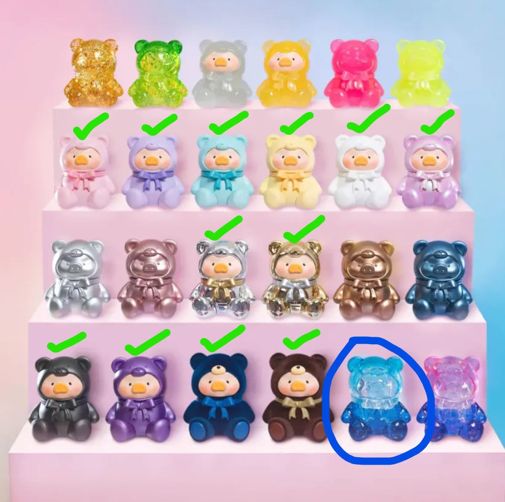 WTT/WTS LuLu the Piggy Teddy MINI (Category: Designer & Blind Box Toys) located in Singapore. Submitted by jayden.hello (Listing ID 1382855558, Image 1). Description: $1.50 for tracked letterbox mailing or, collect at Serangoon MRT (no need tap out) or, collect under my block near NEX mall. Please read: I have the circled one, looking to sell at $5. or trade with any of the ticked ones..