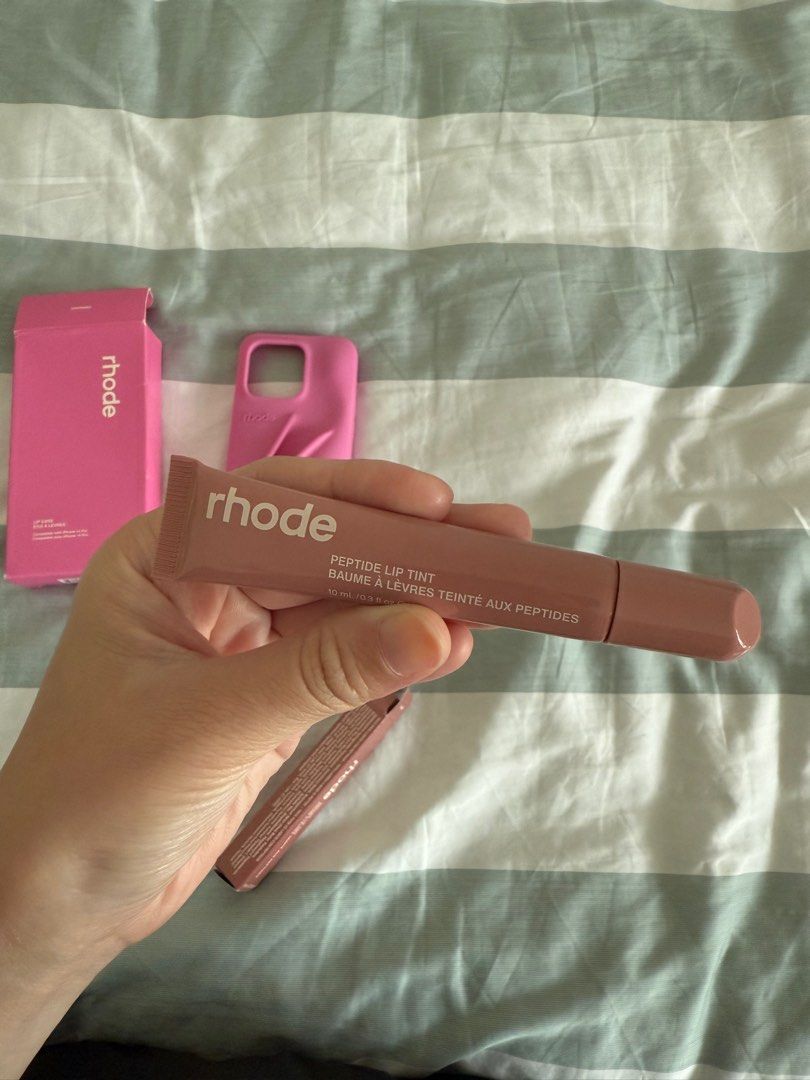 Rhode iPhone 14 Pro Case in Shortcake & Lip tint (toast) (Category: Cases & Sleeves) located in Singapore. Submitted by strawberryf4rt (Listing ID 1382914106, Image 6). Description: Selling Rhode Shortcake Iphone 14 Pro Case (changed my phone) Bought this from another seller who bought it in the US Lip Peptide in Toast included (brand new unused, just opened the box for show) - bought through tele which buys from the site itself Lip Tint toast - 
